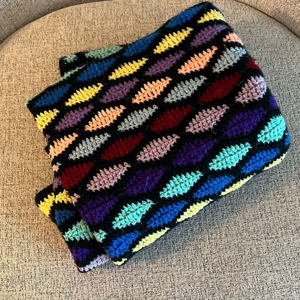 Handmade rainbow crochet‎ afghan blanket